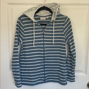 L.L. Bean Navy and White Striped Zip Hoodie Women’s Small